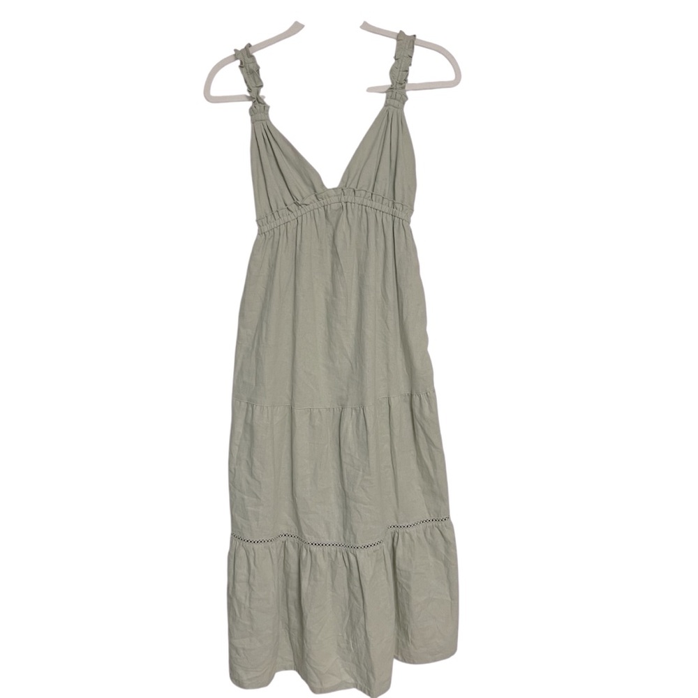 Love Tree Linen Blend Midi Sundress in Seafoam green